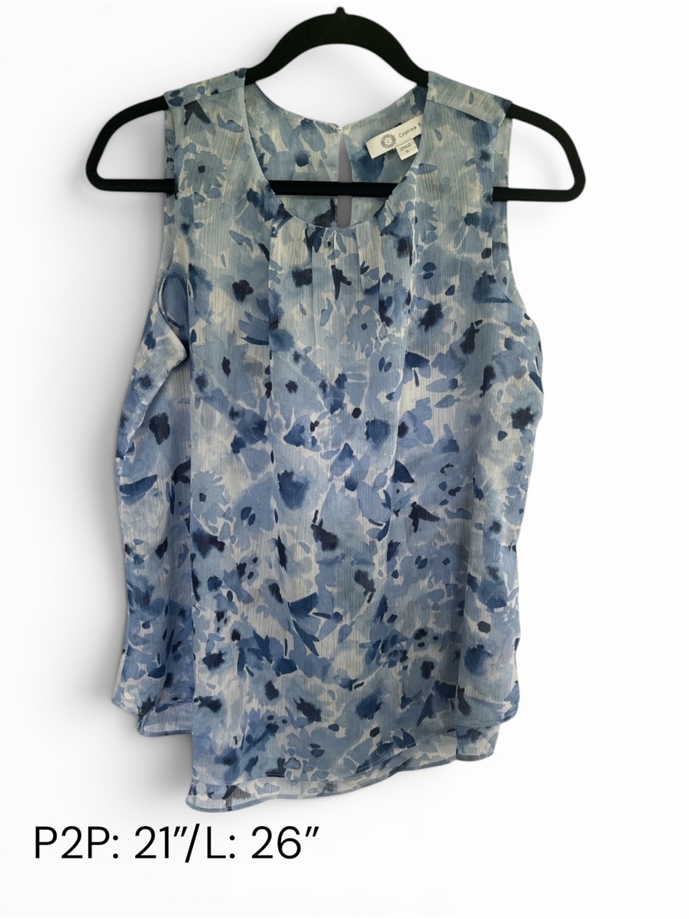 Sleeveless Blue Floral Print Blouse - Brand